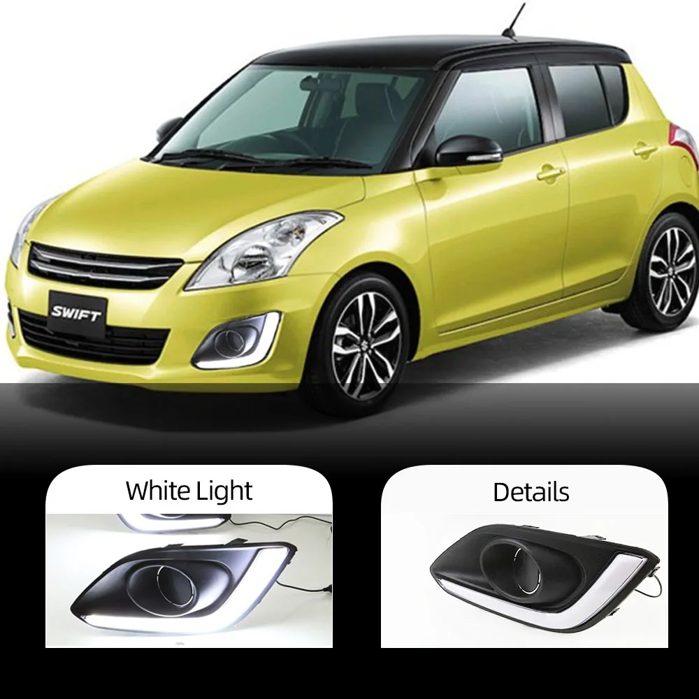 

Дневные ходовые огни для Suzuki Swift 2014, 2015, 2016, дневные ходовые огни с отверстием для противотуманной фары, 12 В, светодиодные дневные ходовые огн...
