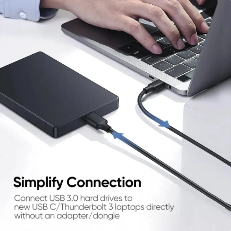 Фото Кабель USB-C - Micro-B 3.0, 1 м, 5 Гбит/с, 3 А, для быстрой синхронизации данных, для Macbook Pro, жестких дисков HDD/SSD, Micro-B - USB-C №3