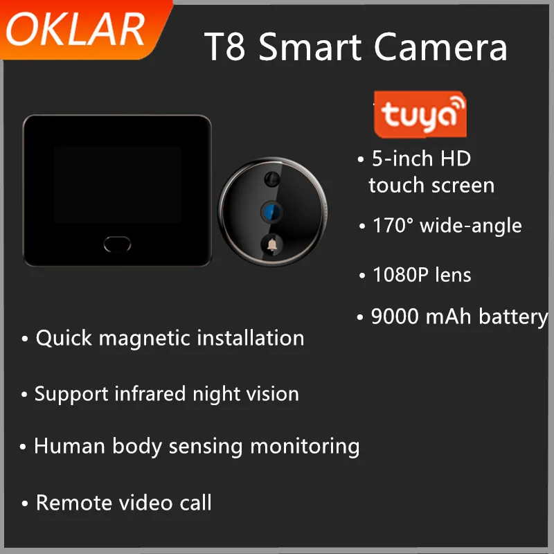 

Oklar 1080P WiFi Smart Video Doorbell Waterproof Camera Outdoor Smart Home Security Wireless Video Intercom Door Bell Camera T8
