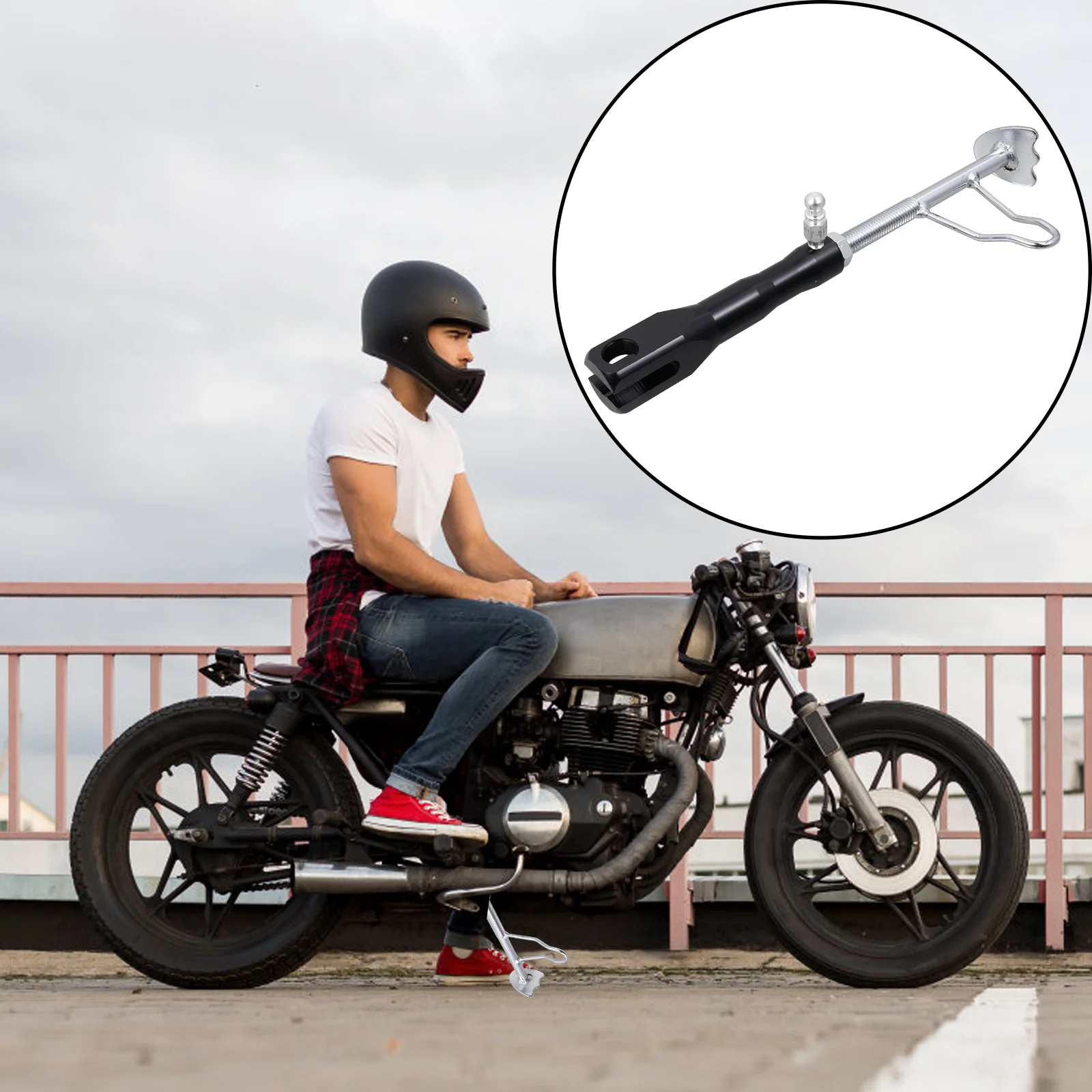 

Motorbike Retractable Side Foot Support Electric Vehicle Small Tripod Side Frame
