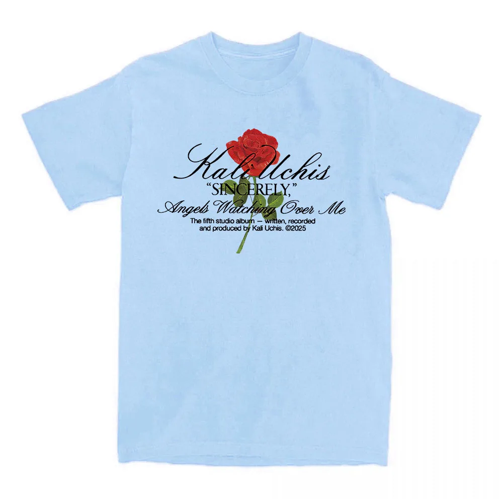 Фото Футболка Sincerely Rose KALI UCHIS Singer, футболки с графическим рисунком, хлопковая женская футболка с короткими рукавами, женская и мужская одежда, повседневные свободные футболки №3
