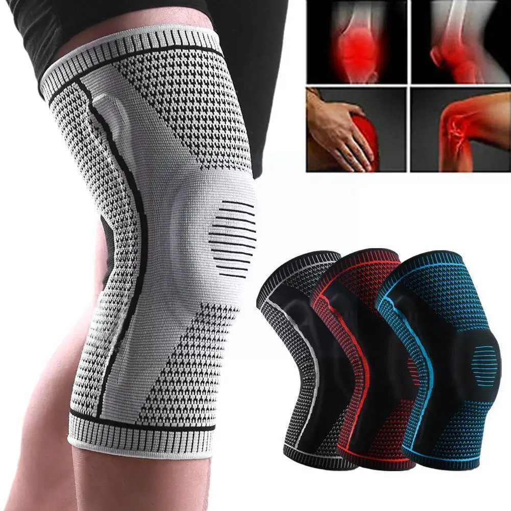 

Silicone Compression Knee Brace Strap Medical Support Pads For Joint Pain Relief Running Basketball Knee Sleeve For Adult 1 L7L7