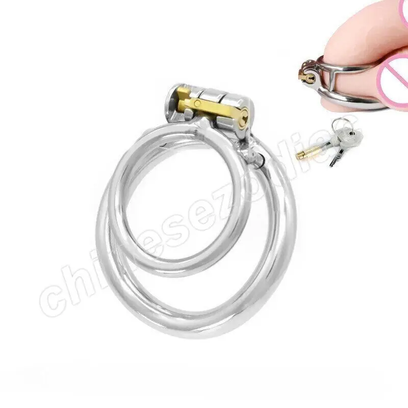 Двойные кольца с замком стальная мужская клетка целомудрия устройство для
