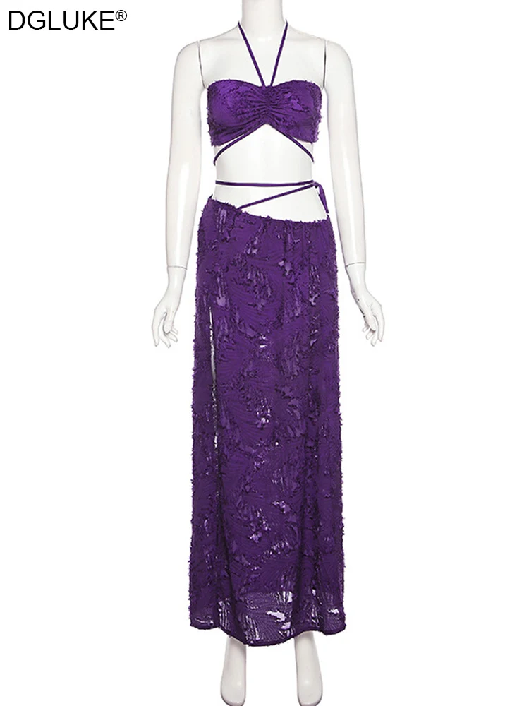 Женский комплект из укороченного топа и юбки макси Элегантный Летний Пляжный