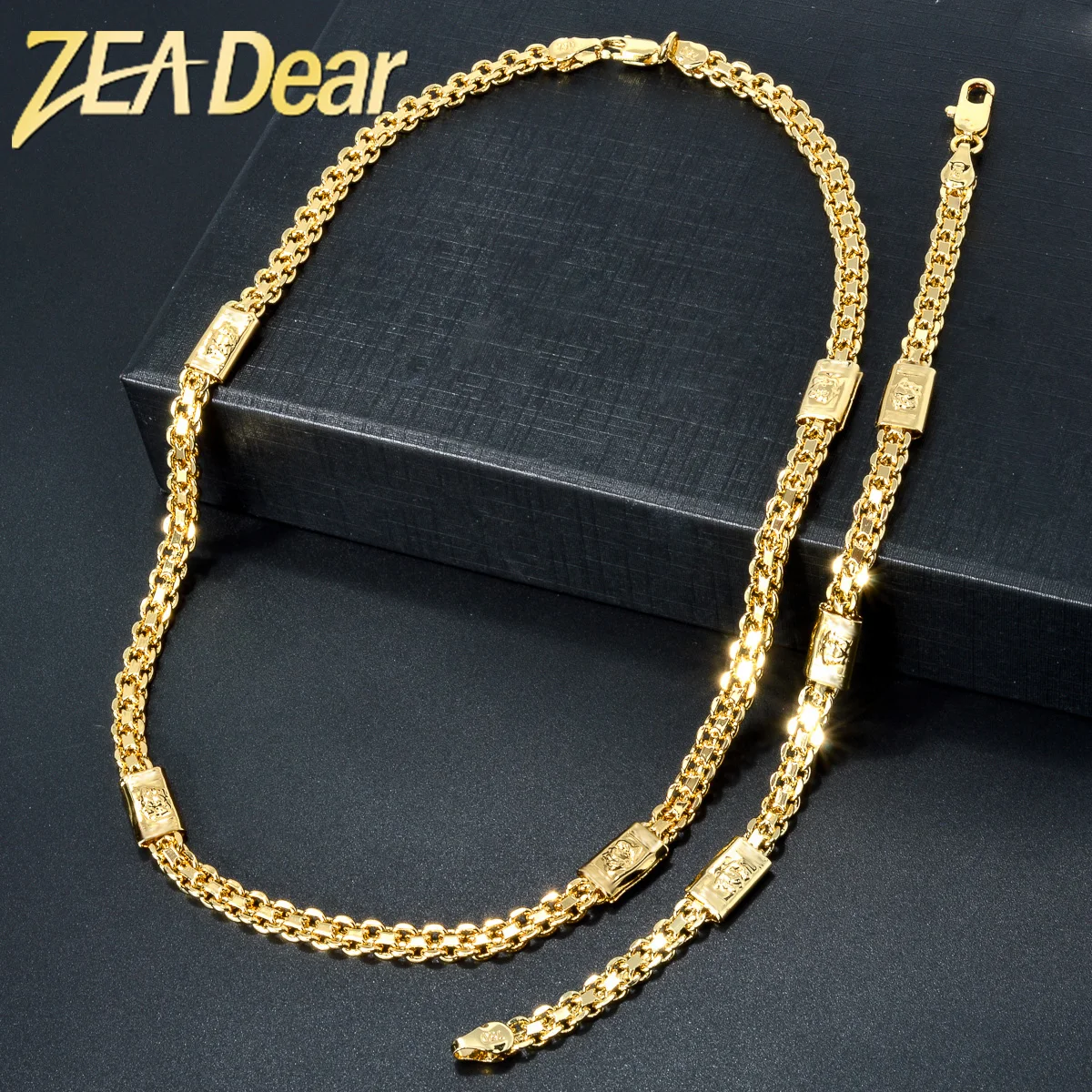 Комплект ювелирных изделий ZEADear Dubai 18K позолоченная цепочка из звеньев в стиле