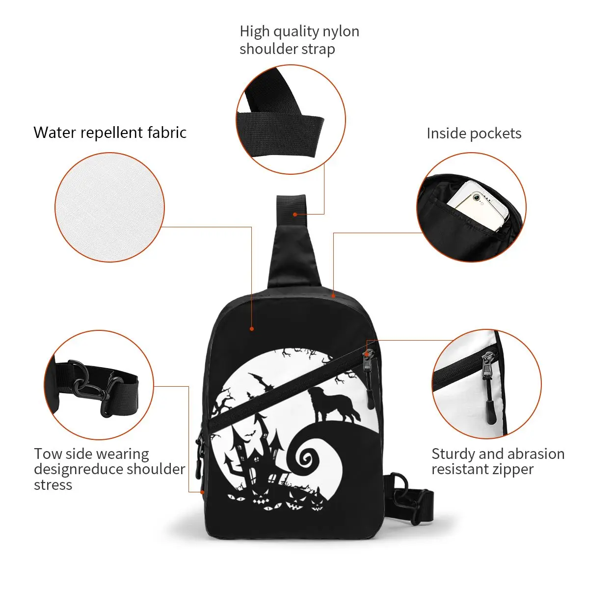 Saint Bernard Dog And Moon Хэллоуин нагрудная сумка мужской рюкзак через плечо дорожный
