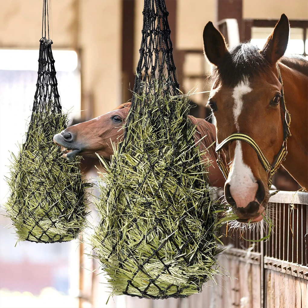 

2 Pieces Hay Bag Animal Feeder Feeding Net Training Reusable Dispenser