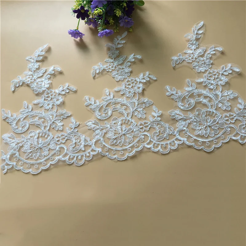 

9Yards Ivory Lace Trimming Cording Fabric Flower Venise Venice Mesh White Lace Trim Applique Sewing Craft for Wedding Veil