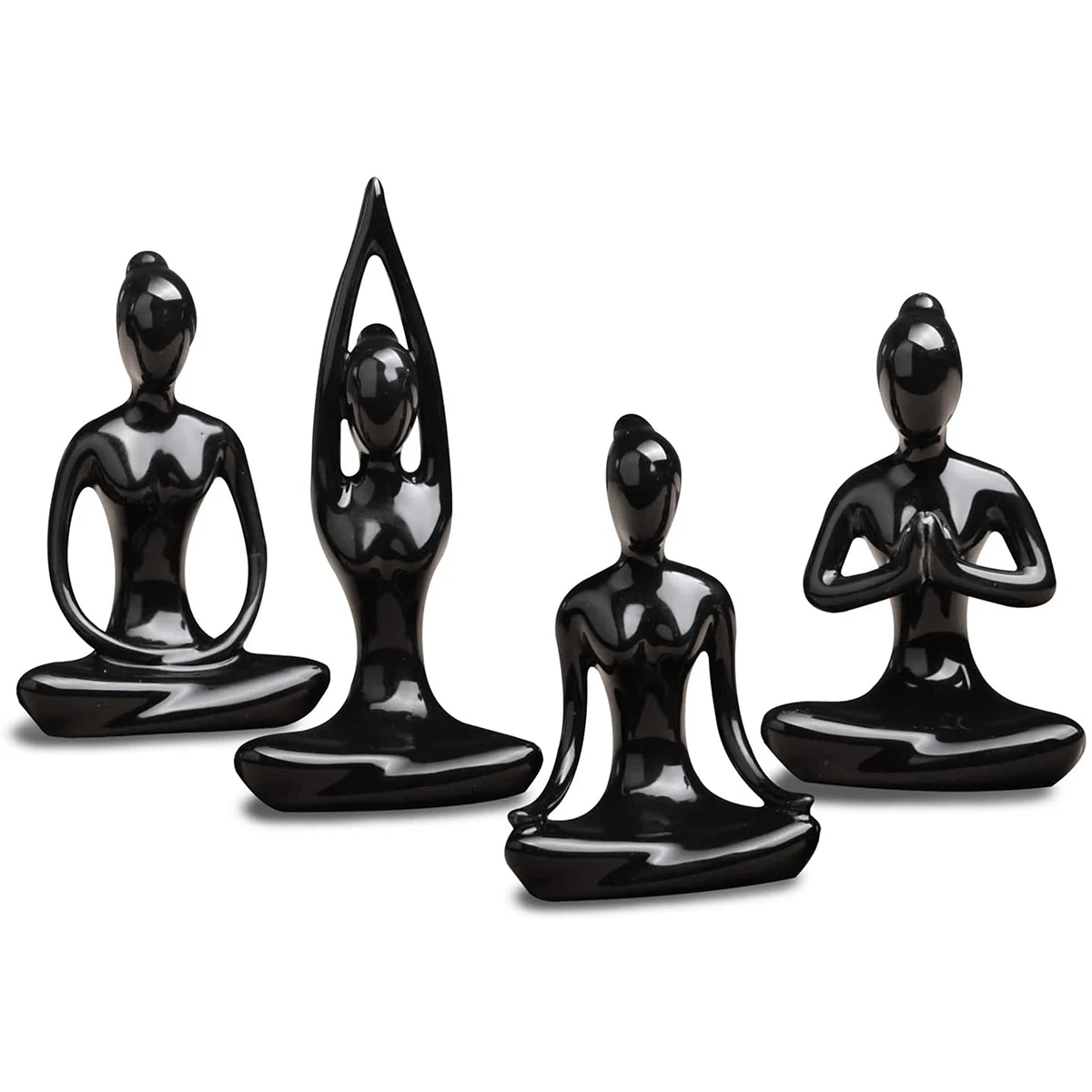

4 Pcs Meditation Yoga Pose Statue Abstract Art Resin Yoga Poses Figurine Yoga Figure Set Home Decoration Yoga Pose Statue Set De