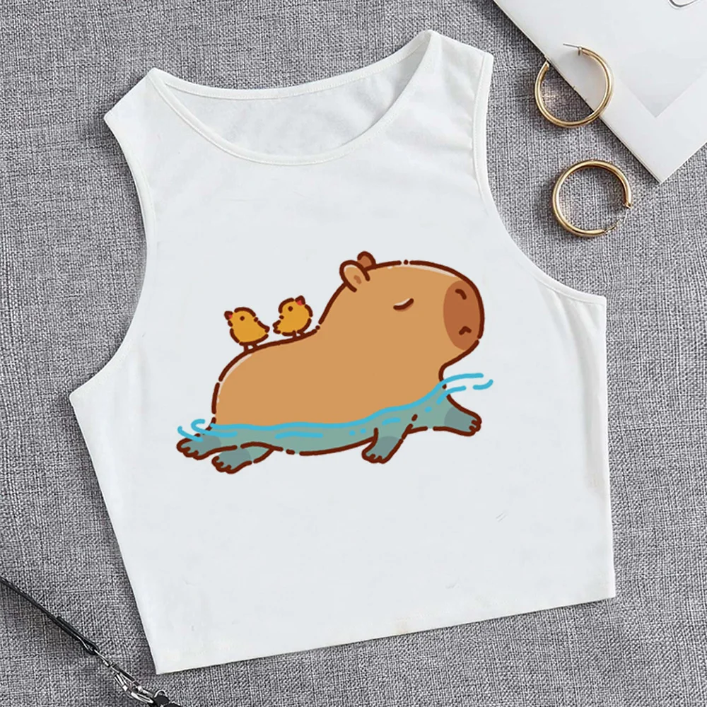 

Capybara goth 90s hippie crop top Female kawai aesthetic Kawaii korean fashion t-shirts tshirt