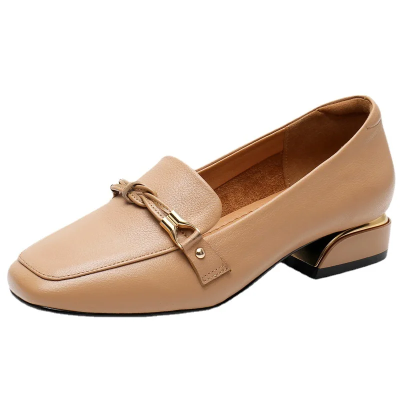 Genuine Leather Fashion  Women Loafers Flat Shoes  Designer Slip On Shallow Pump Female Retro Luxury Flat Shoes Loafers Women