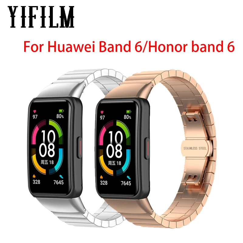 

Stainless Steel Strap For Huawei Band 6 Band6 SmartWatch Watchband Adjustable Metal Replacement Bracelet For Honor Band 6 Belt