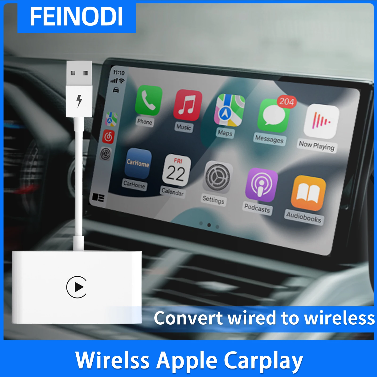 CarPlay беспроводной адаптер/ключ для заводского проводного CarPlay автомобилей преобразует проводной в беспроводной для автомобилей с 2015 и iPhone iOS +