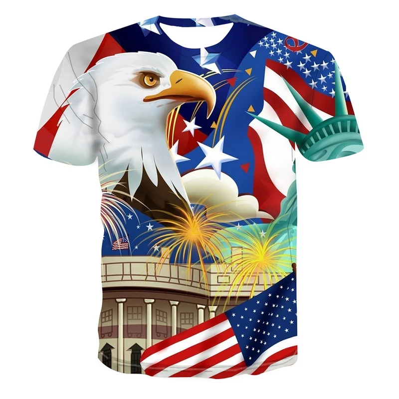

Summer Hot Eagle Hawk T-Shirts USA American Flag 3D Print Streetwear Men Women Fashion Oversized T Shirt Kids Tees Tops Clothin