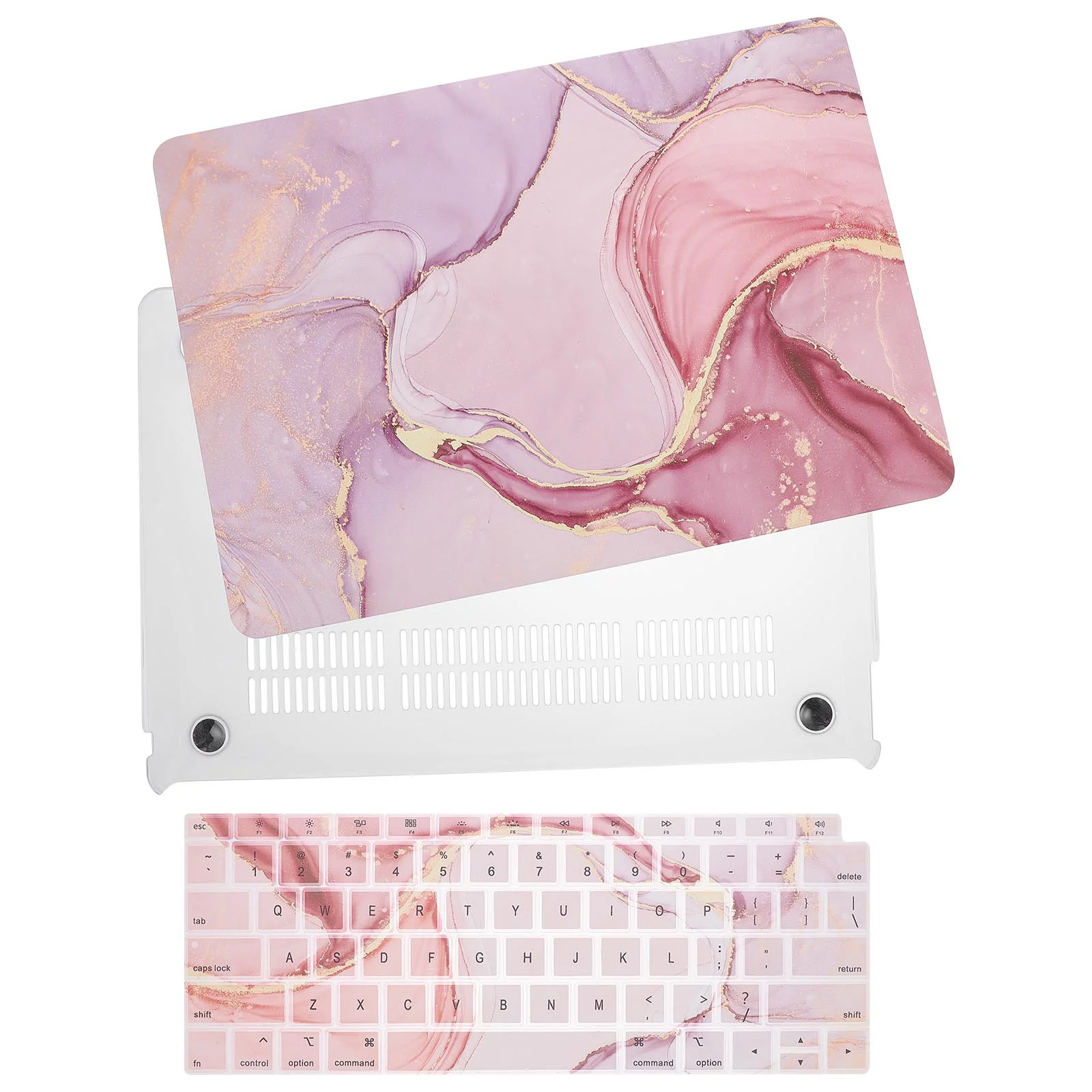 

2Pcs Practical Laptop Protector Keyboard Cover Set Marbling Laptop Case