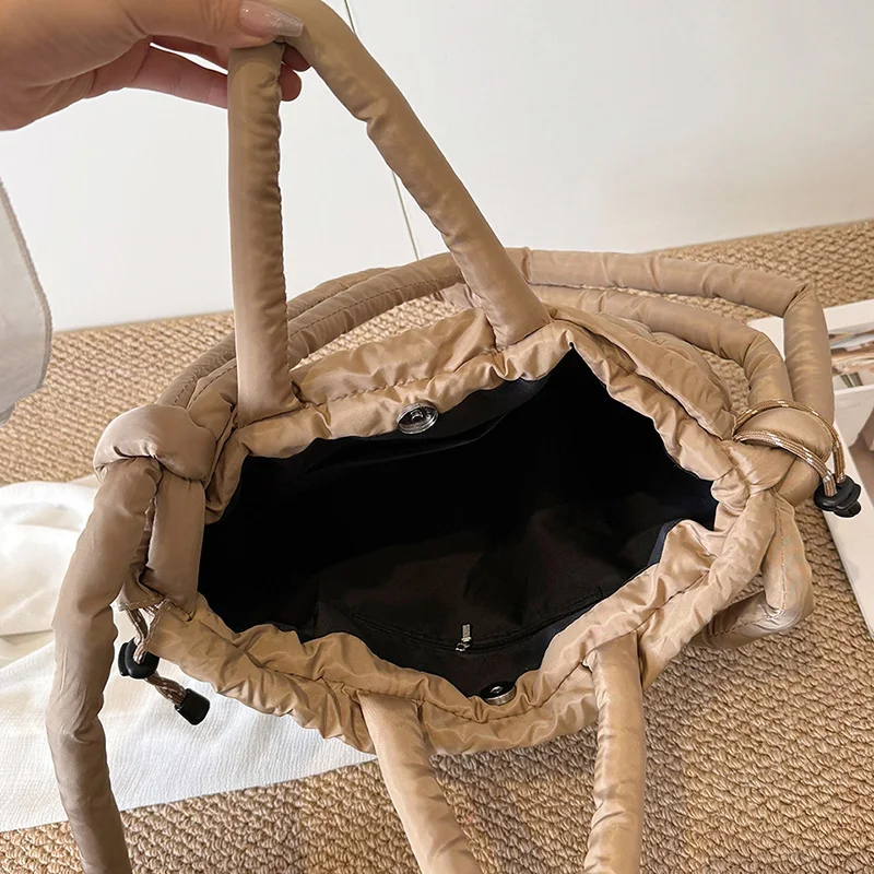 Модная брендовая пуховая сумка большая вместительная женская сумка-тоут зимняя