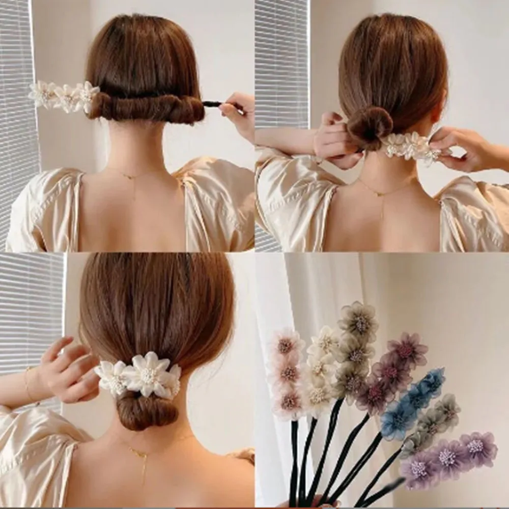 

Women Hair Twist Styling Flowers Clip Stick Bun Maker DIY Hair Braiding Tools Hair Accessories Braider DIY Hairstyle A009