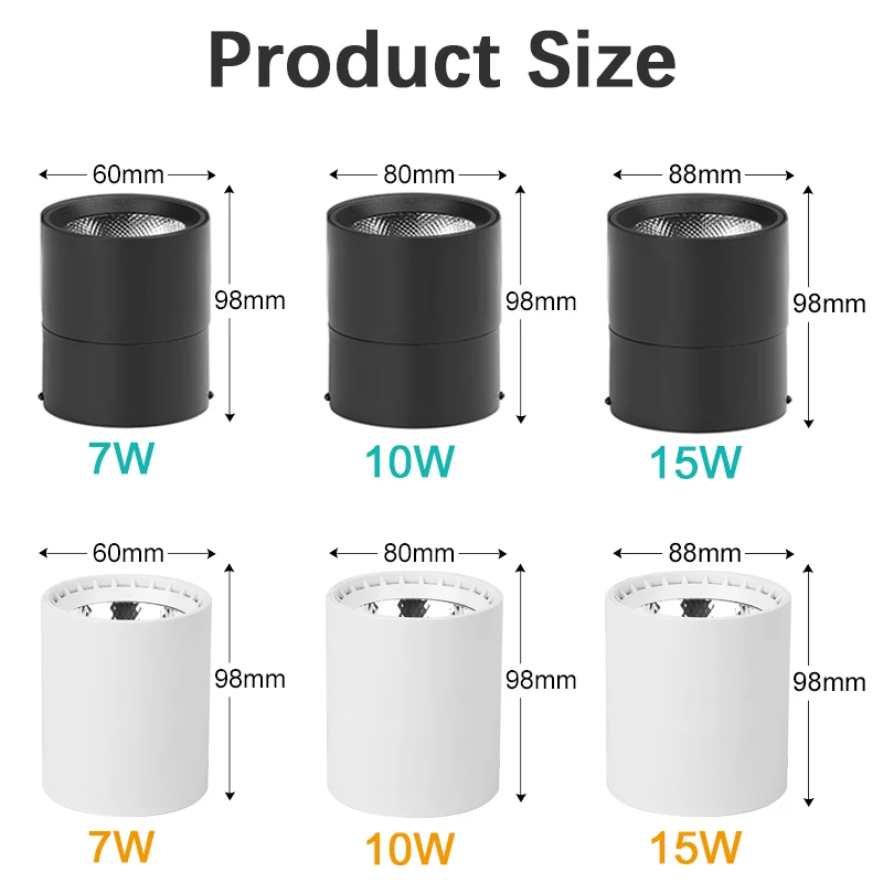 Складная светодиодная прожекторная лампа 7W 10W 15W 220V Spot Led Light Накладные потолочные