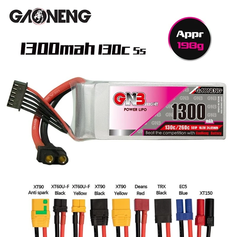 

Original GNB 18.5V 1300mAh Lipo Battery For FPV Racing Drone Quadcopter RC Hobby Parts 5S 130C/260C 18.5V Battery