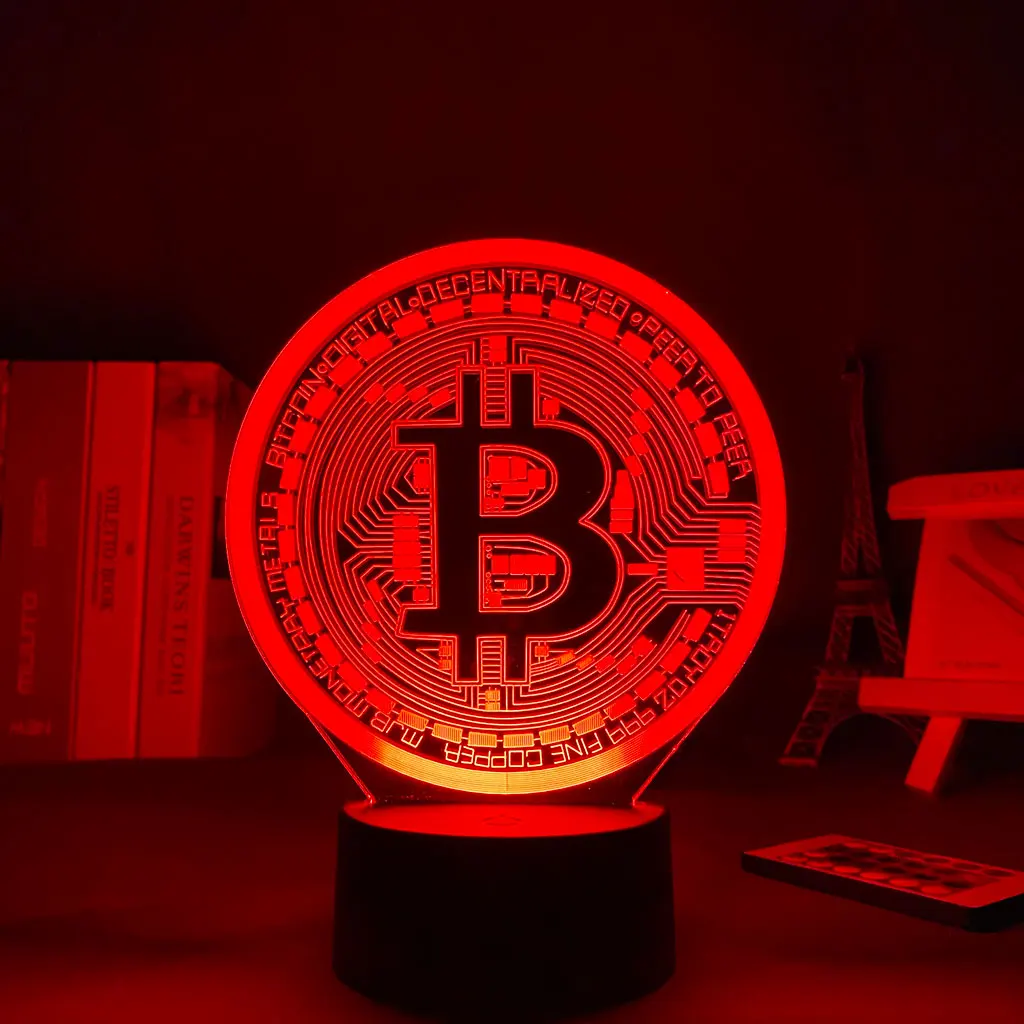 Светодиодный ночсветильник BTC для биткоинов декоративный с сенсорным датчиком 7