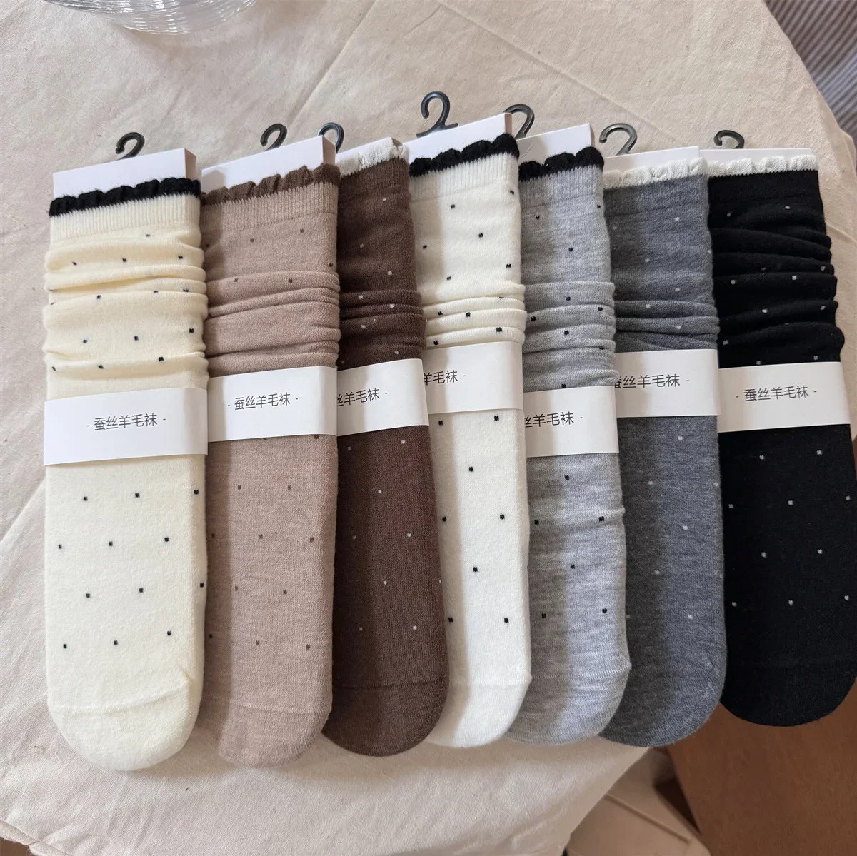 SP &amp CITY шелковые шерстяные носки с точечным принтом женские зимние теплые