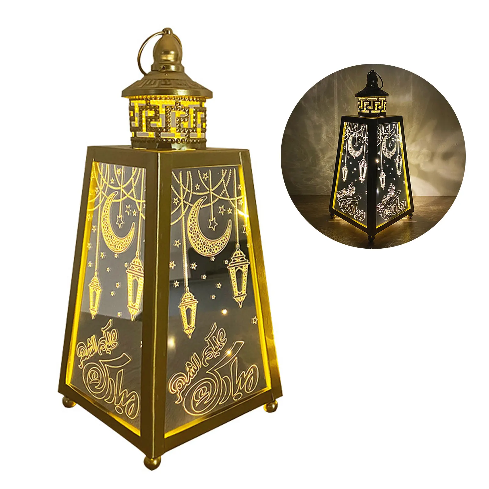 

Eid Mubarak Wind Lights Ramadan Table Decor Centerpiece Portable Vintage Iron Decorative Hangings For Home Wedding Decor
