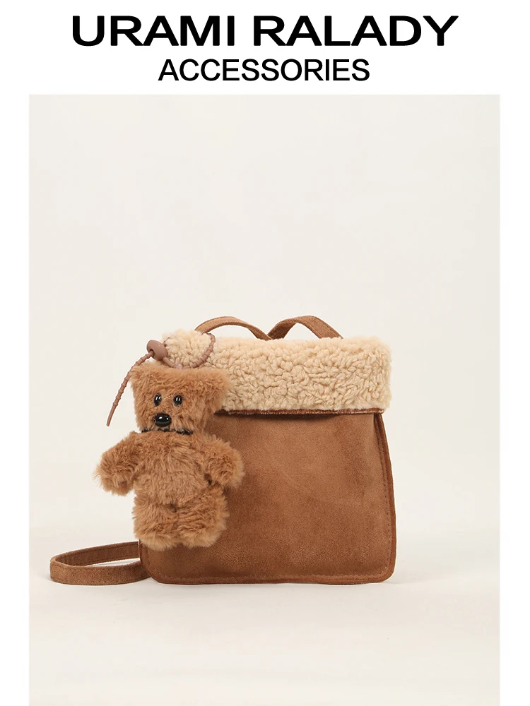 Ur осенне-зимняя милая сумка-ведро из овечьей шерсти маленькая женская сумка