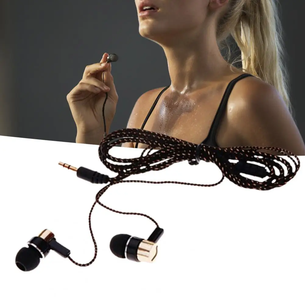

Headset Stereo Sound Noise Reduction TPE 3.5mm In-ear Wired Stereo Braid Earphone Surround Sound For Home Exercise Sports Wear