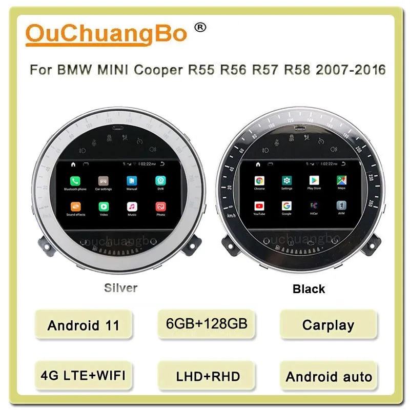 Ouchuangbo 4G Android 11 Car Radio GPS Audio Stereo For Mini Clubman One S R55 R56 R57 R58 2007-2016 With 128GB 8 Core Carplay