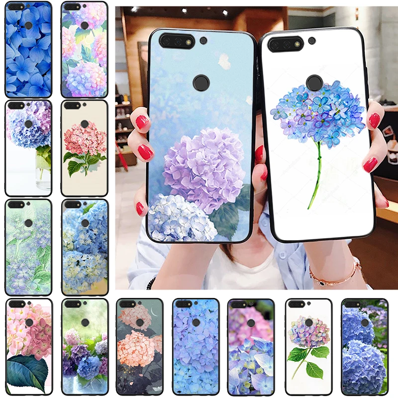 

Blue Hydrangea flower Phone Case for Huawei Honor 50 30 Pro 10X Lite 20 7A 7C 8X 9X Pro 9A 8A 8S 9S 10i 20S 20lite