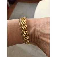 9mm gold color metal thick chain link bracelets for women girls wrist gift jewelrypulsera femenina