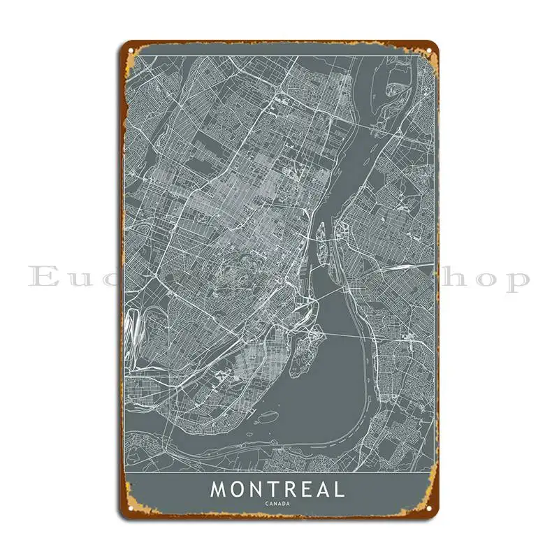 

Монреаль серая карта металлический знак Печать создание гаража роспись дизайн оловянный знак плакат