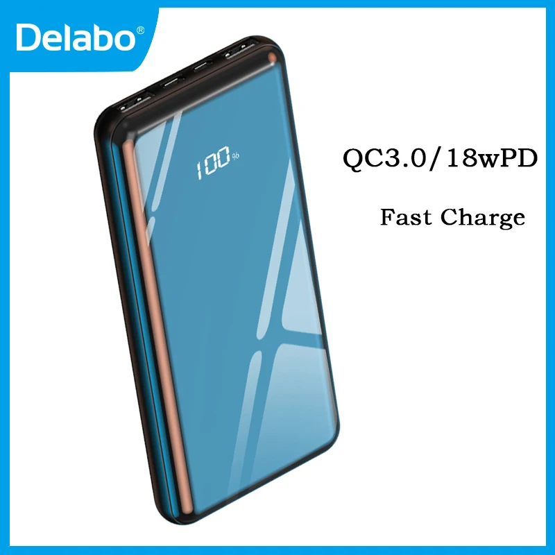 

Delabo Portable Power Bank 10000mAh QC3.0 PD 18W Two-way Fast Charger Power Banks with Smart Digital Display Powerbank Universal