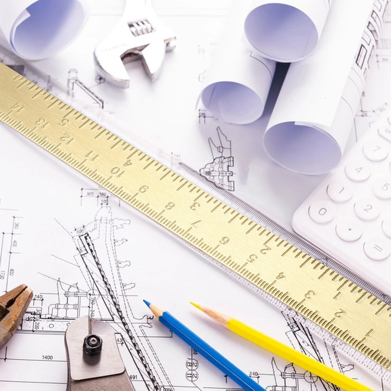 Латунная линейка металлическая для рисования Золотая прямая Линейка унисекс