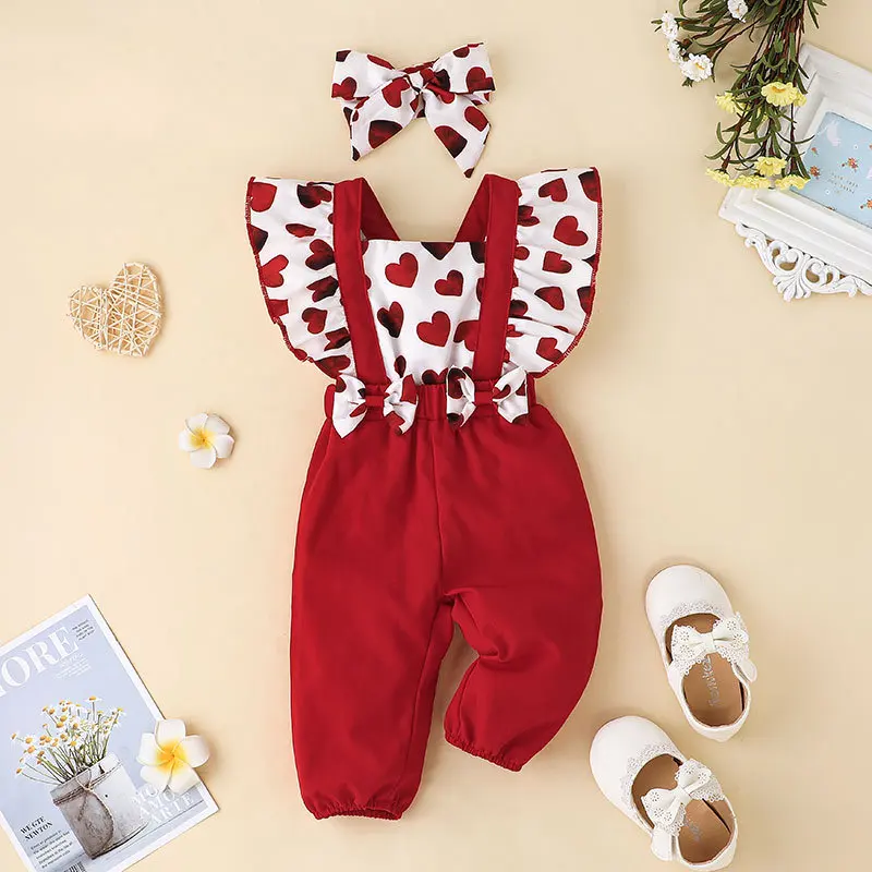 Summer Newborn baby clothes baby girl jumpsuit 2022 new baby girl cute print love sleeveless jumpsuit 0-2 years old