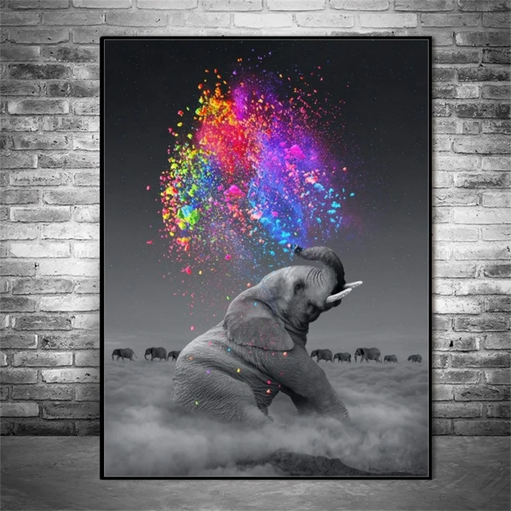 

Modern Pop Animal Fantasy Elephant Canvas Paintings Wall Art Posters and Prints Pictures for Living Room Home Decoration Cuadros