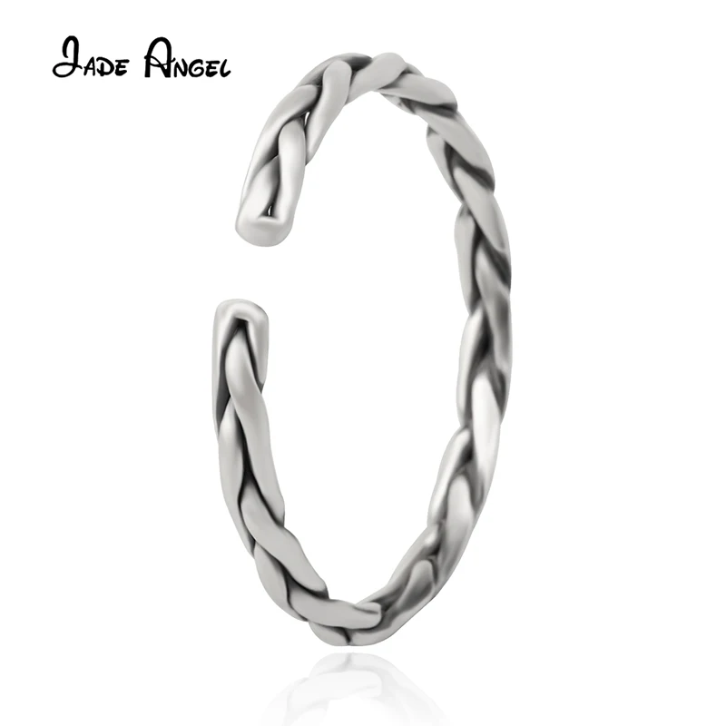 

Jade Angel 999 Sterling Silver 7mm Rounded Woven Twisted Bracelet for Women Men Hip Hop Style Open Cuff Bangle Fine Jewelry