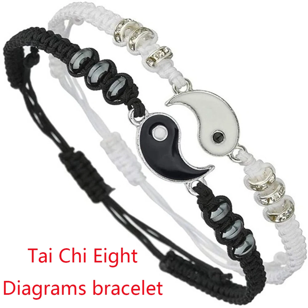 

2023 New Best Friend Bracelets for 2 Matching Yin Yang Adjustable Cord Bracelet for Bff Friendship Relationship Boyfriend girl