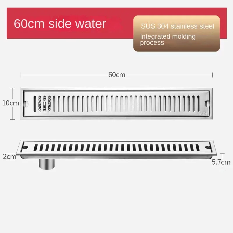 

Полоса расширенного слива для пола из нержавеющей стали, большой объем, барьер с защитой от запаха, слив для пола для волос, отель, семейная ванная комната, балкон