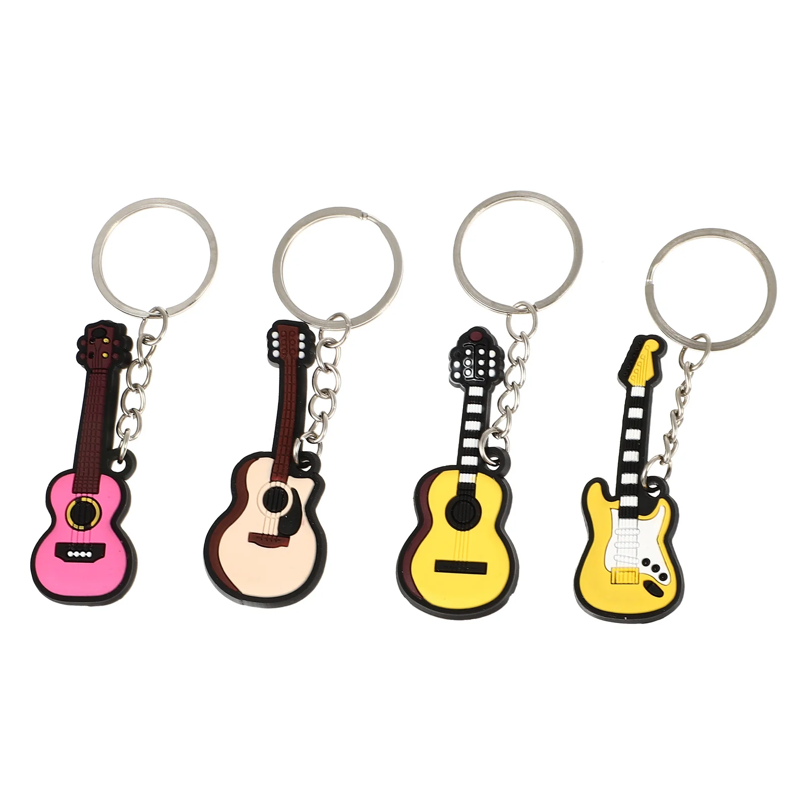 

4 Pcs Ukulele Keychain Guitar Decor Music Keychain Music Key Ring Piano Keychain
