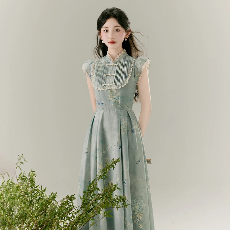 Маленькое платье с длинным рукавом улучшенное Новое китайское женская одежда 2024