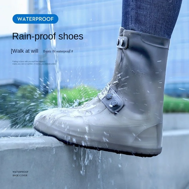 Rain Shoes Cover Men Women Waterproof Shoes Cover Rain Proof Protection High Cylinder Wear Resistant Light Rain Boots