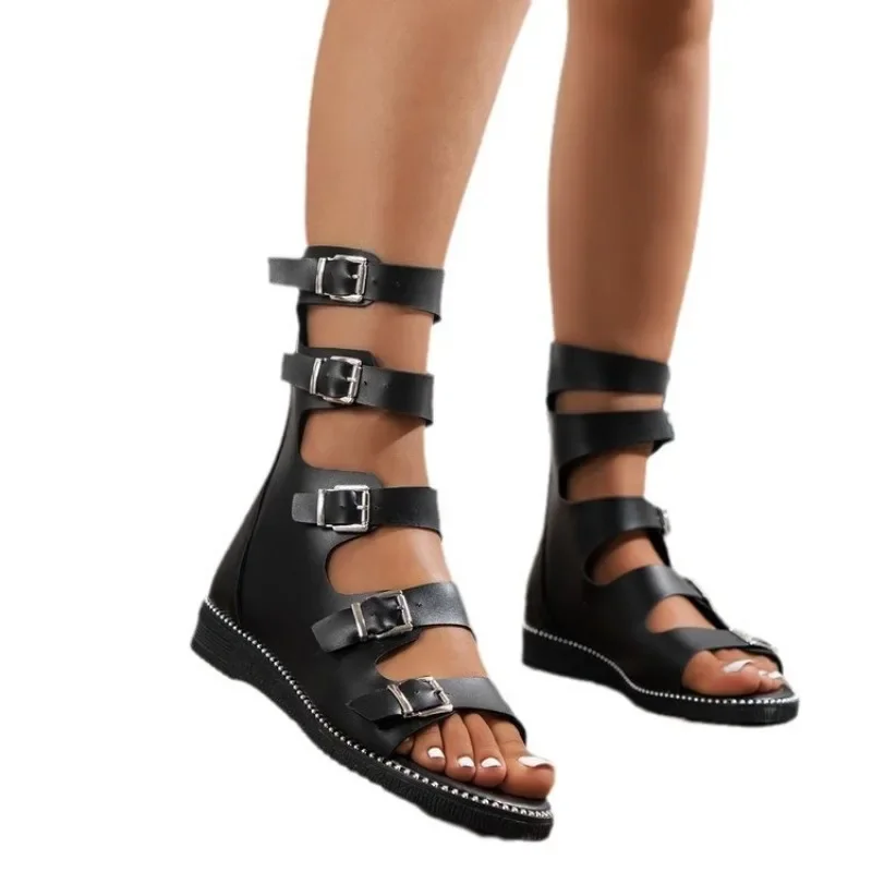 Sand변 Salto Quadrado Женская обувь Модельерские повседневные сандалии на плоской