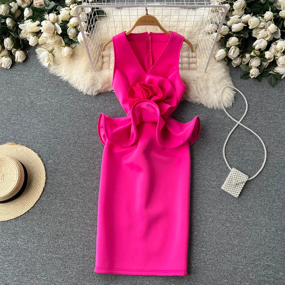 

Amolapha женское Новое поступление сплошная шикарная Сексуальная 3D цветы V-образный вырез с открытыми плечами хип миди Вечернее Бальное Платье ...