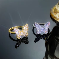 fashion sparkling zircon butterfly rings for women simple elegant light luxury wedding party finger jewelry accessories
