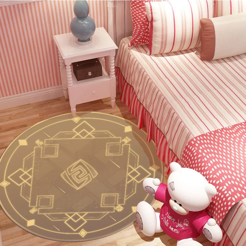 

100cm Cartoon Game Genshin Impact Rug Carpet Bennett Zhongli Magic Array Carpet Round Carpet Computer Chair Bedroom Mat