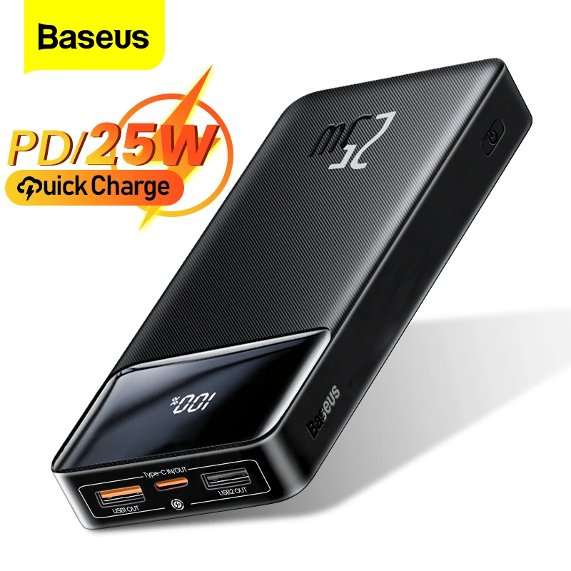 

Baseus PD 25W Power Bank 20000mAh Portable Charger External Battery 20000 Fast Charging Powerbank For iPhone Xiaomi mi Poverbank