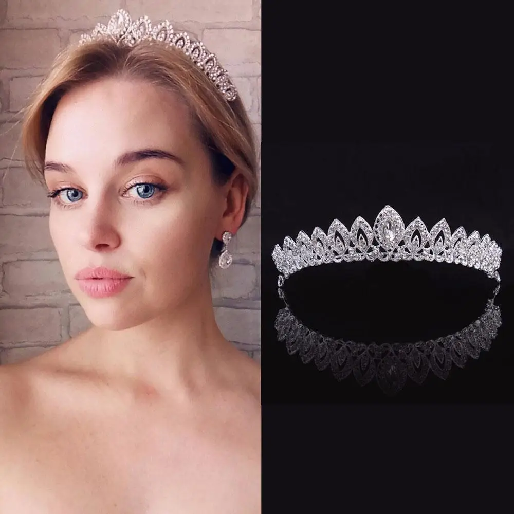 

Europe and America Headpieces Crystal Jewelry Tiara Crown Alloy Rhinestone Bride Small Crown Headband Wedding Headdress