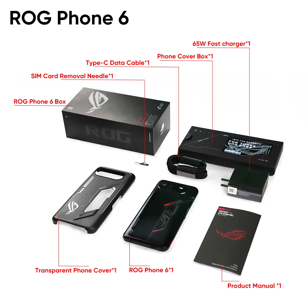 Global Version ASUS ROG Phone 6 Snapdragon 8+ Gen 1 6000mAh AMOLED ROG6 Gaming 5G Mobile phone 16GB 512GB