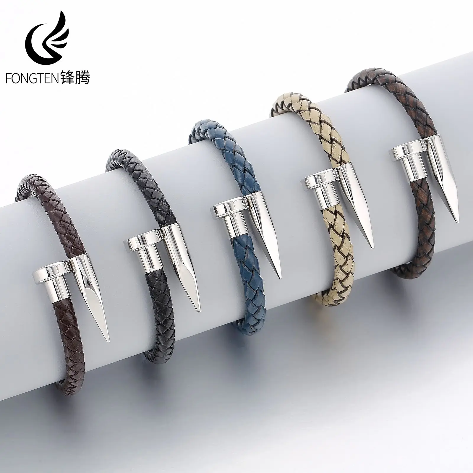 Fongten универсальный стильный браслет из нержавеющей стали с головкой ногтя для